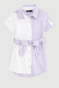 Toddler Girls Color Blocked Shirt Dress