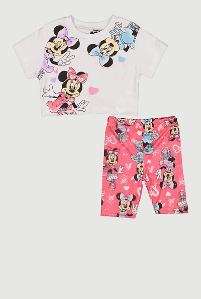 Toddler Girls Minnie Mouse Graphic Tee and Bike Shorts