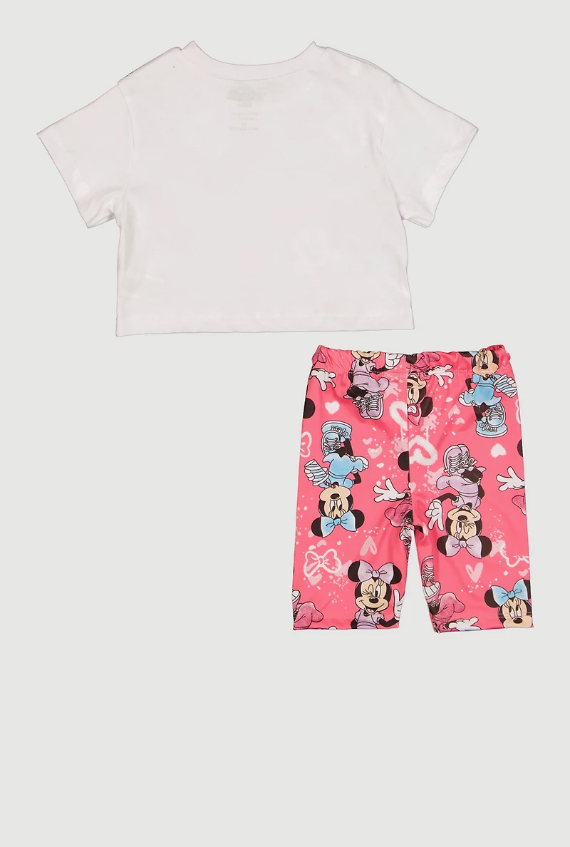 Toddler Girls Minnie Mouse Graphic Tee and Bike Shorts