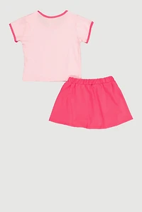 Toddler Girls Paris Graphic Tee and Skirt, Pink, Size 3T