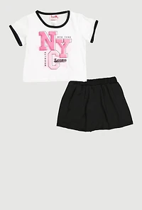 Toddler Girls NYC League Graphic Tee and Skort, Multi, Size 3T