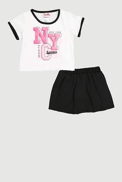 Toddler Girls NYC League Graphic Tee and Skort