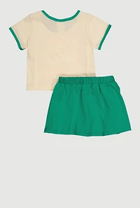 Toddler Girls California Malibu Tee and Skort, Green, Size 3T