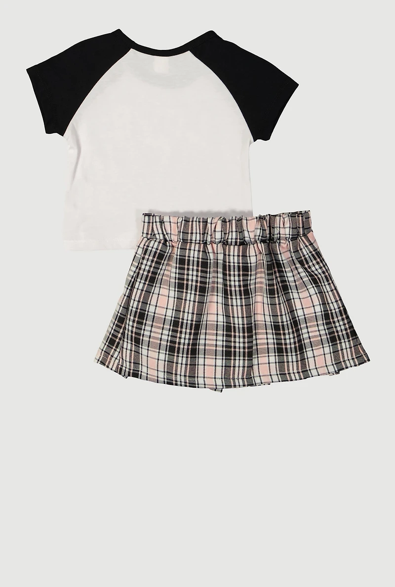 Toddler Girls All You Need Is Love Tee and Plaid Skirt, Multi, Size 3T