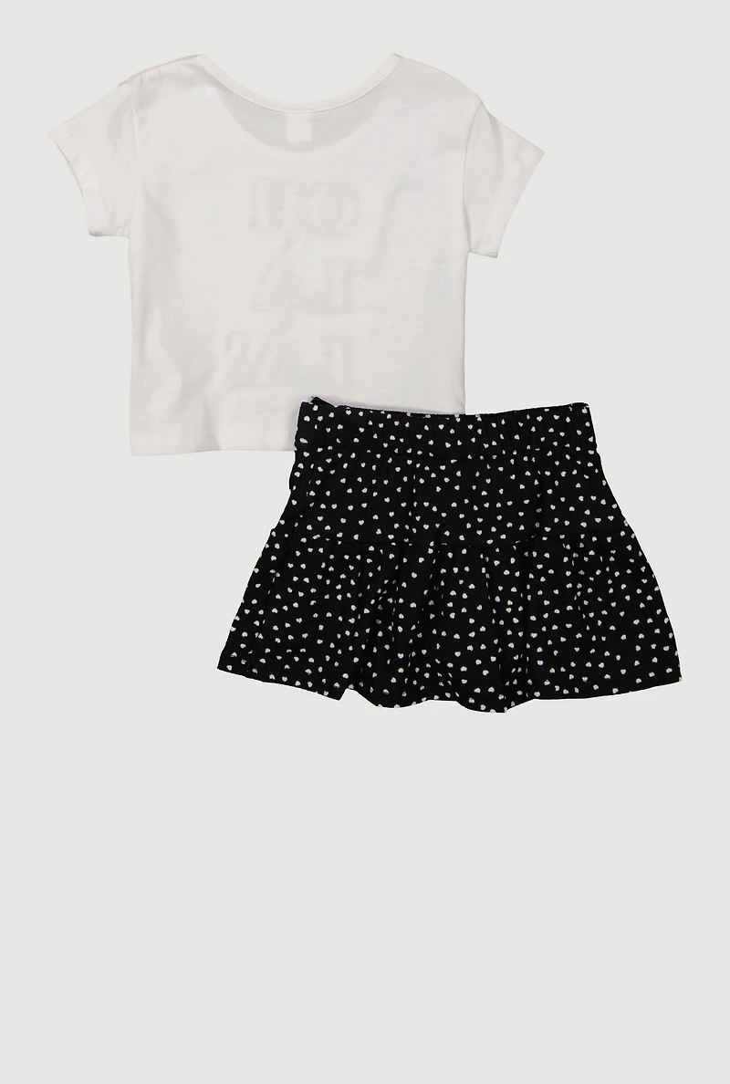 Toddler Girls Oh La La Graphic Tee and Ruffle Trim Skort, Multi, Size 4T