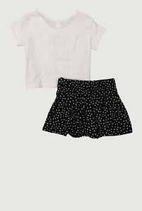 Toddler Girls Oh La La Graphic Tee and Ruffle Trim Skort, Multi, Size 4T