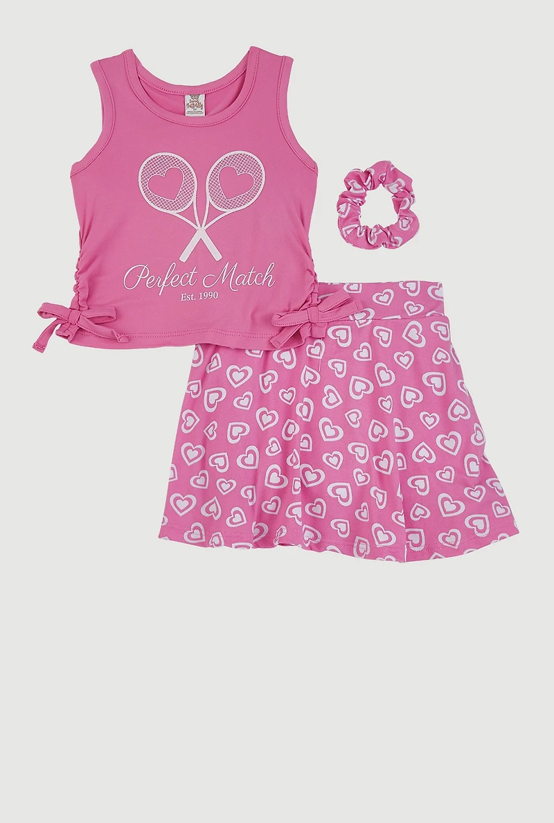 Toddler Girls Tennis Graphic Tank Top and Skort Set