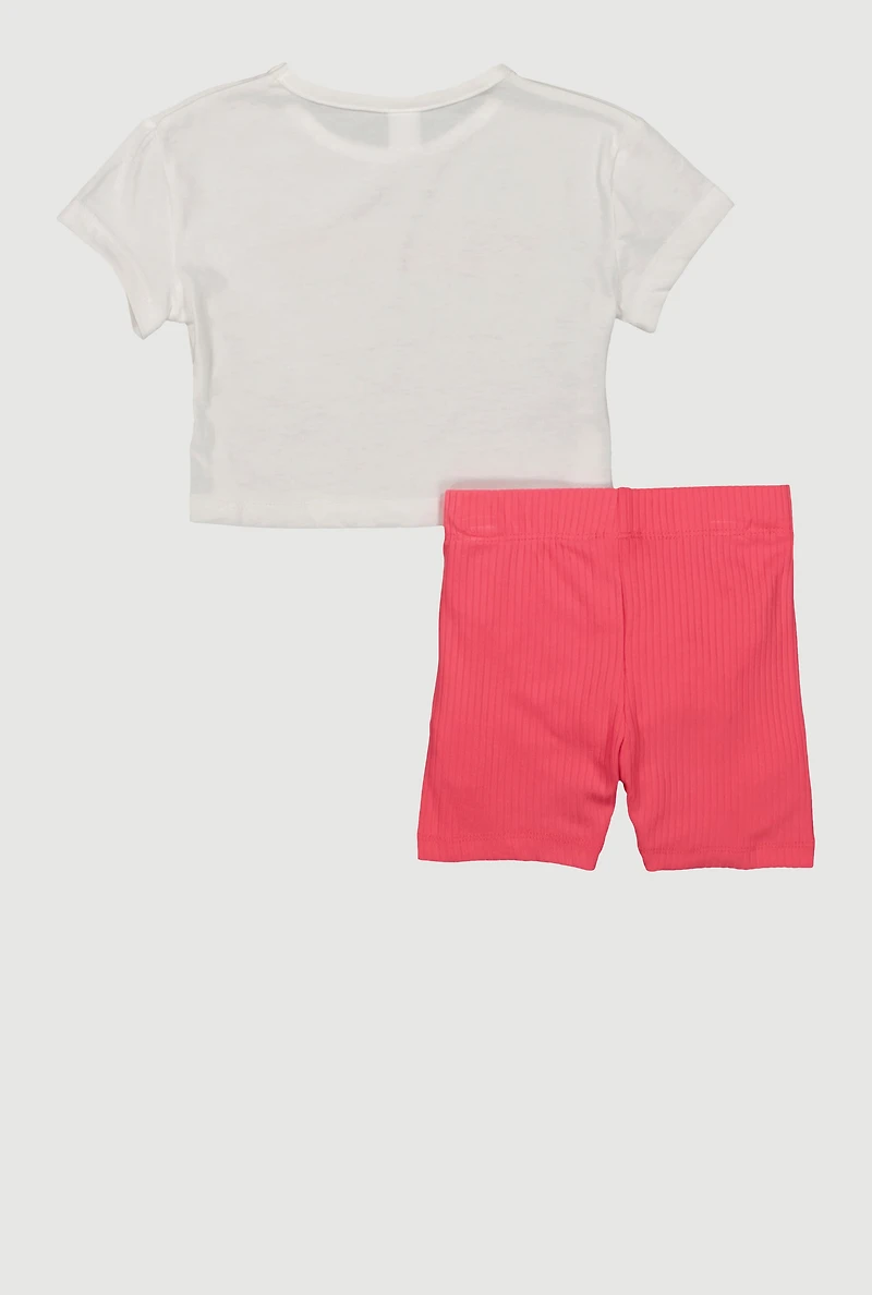 Toddler Girls Fabulous Tee and Biker Shorts, Pink, Size 3T