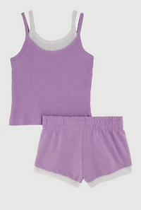 Toddler Girls South Hampton Graphic Layered Cami and Shorts, Purple, Size 2T