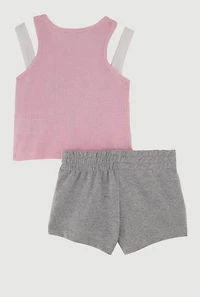 Toddler Girls New York Graphic Tank Top and Sweatshorts 2 Piece Set, Pink, Size 3T