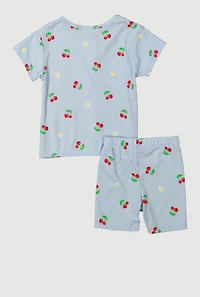 Toddler Girls 2-Piece Patch Sequin T-Shirt and Shorts Set, Blue, Size 3T