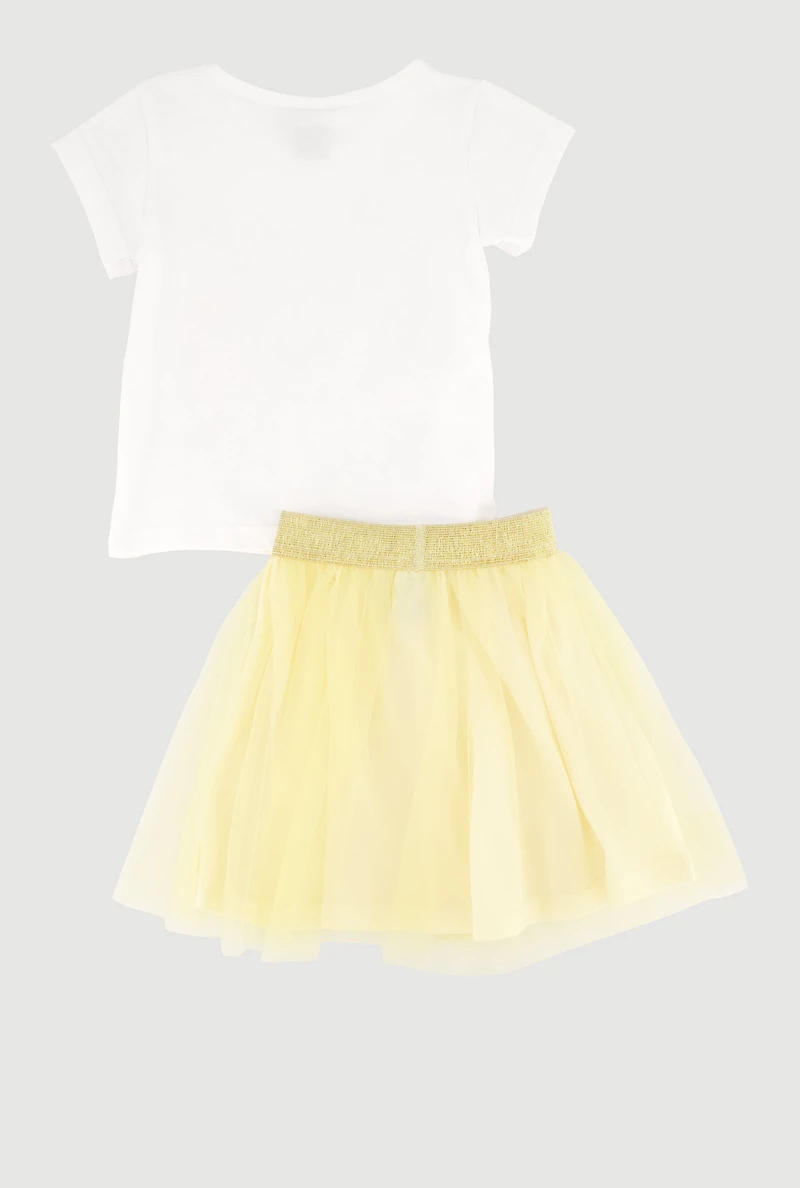 Toddler Girls Love Bear Graphic Tee and Tutu Skirt