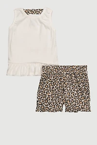 Toddler Girls Love Graphic Peplum Tank and Shorts Set, Multi,