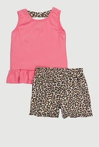 Toddler Girls Love Graphic Peplum Tank and Shorts Set, Multi,