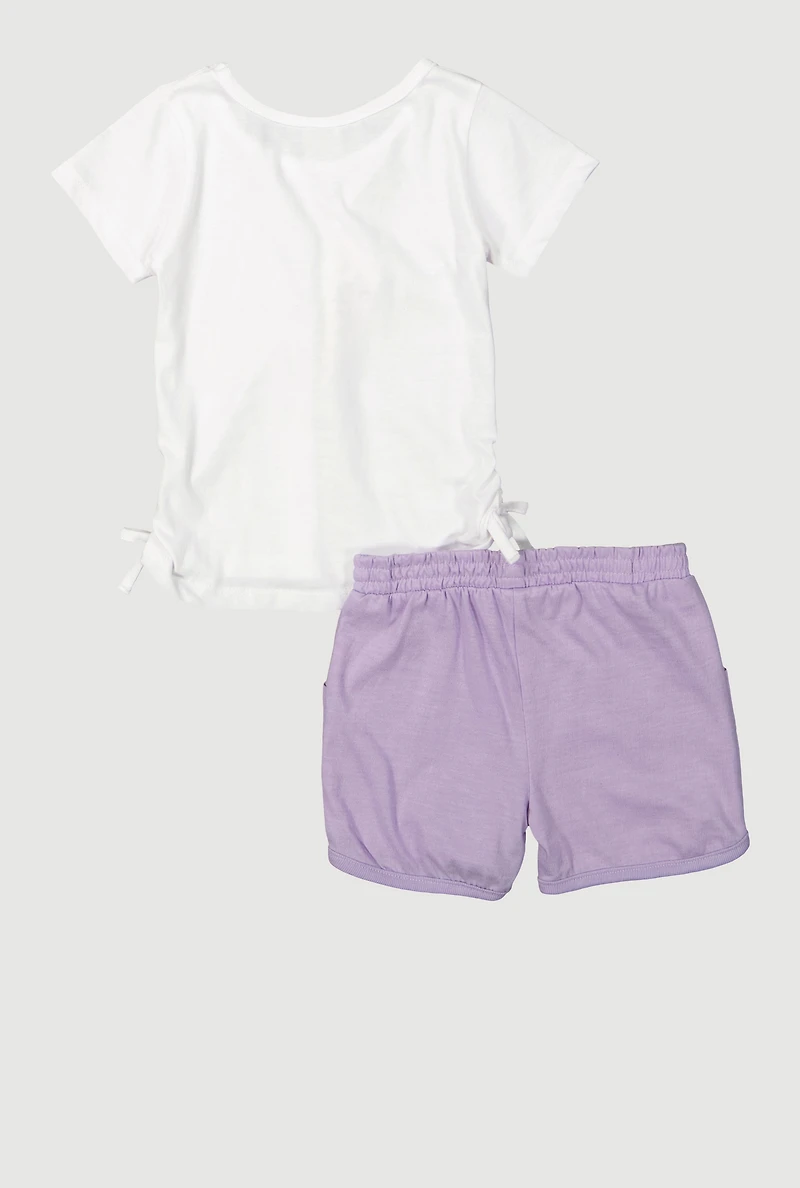 Chic Toddler Girls 2-Piece Glitter Bows T-Shirt Shorts Set