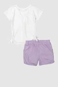 Chic Toddler Girls 2-Piece Glitter Bows T-Shirt Shorts Set