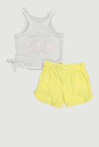 Toddler Girls Mamas Girl Glitter Tank Top and Shorts Set, Yellow, Size 3T