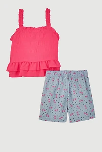 Toddler Girls Peplum Top and Cherry Print Shorts, Multi, Size 2T