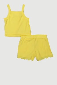 Toddler Girls Daisy Detail Tank Top and Shorts with Sunglasses, Yellow, Size 3T