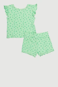 Toddler Girls Ditsy Print Top and Shorts with Sunglasses,