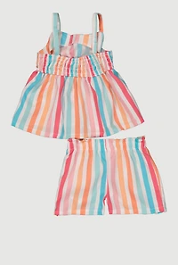 Toddler Girls Striped Knot Front Detail Top and Shorts