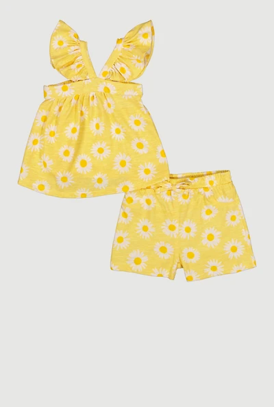 Toddler Girls Floral Halter Top and Shorts