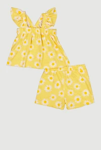 Toddler Girls Floral Halter Top and Shorts