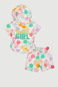 Toddler Girls Daddys Girl Graphic Hooded Tee and Shorts