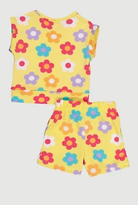Toddler Girls Floral Top and Shorts Set