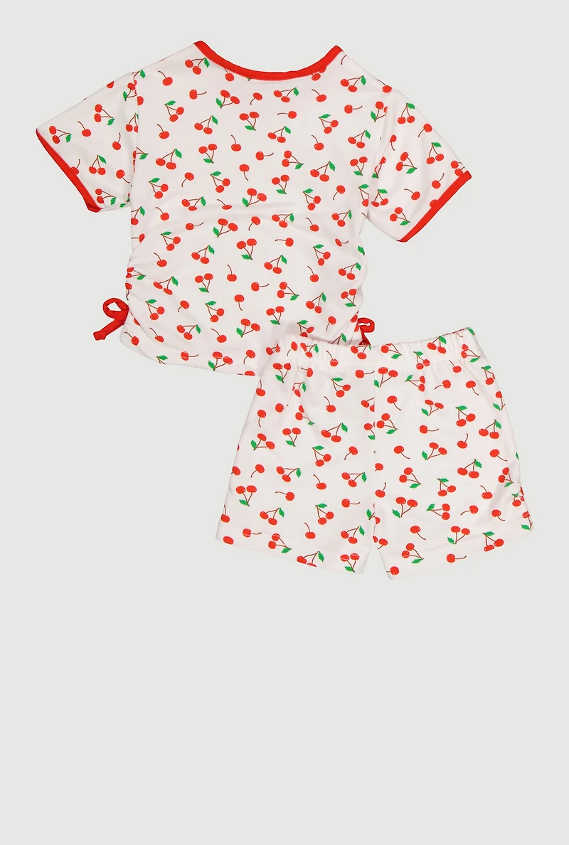 Toddler Girls Perfectly Perfect Cherry Print Tee and Shorts