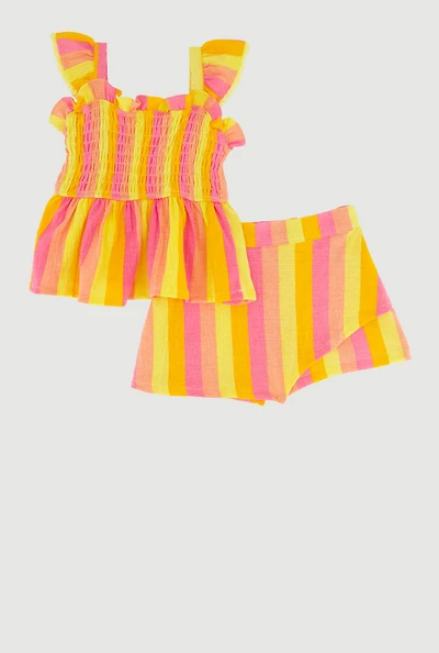Toddler Girls Striped Peplum Top and Skort Set