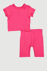 Toddler Girls Seamless Tee and Bike Shorts Set