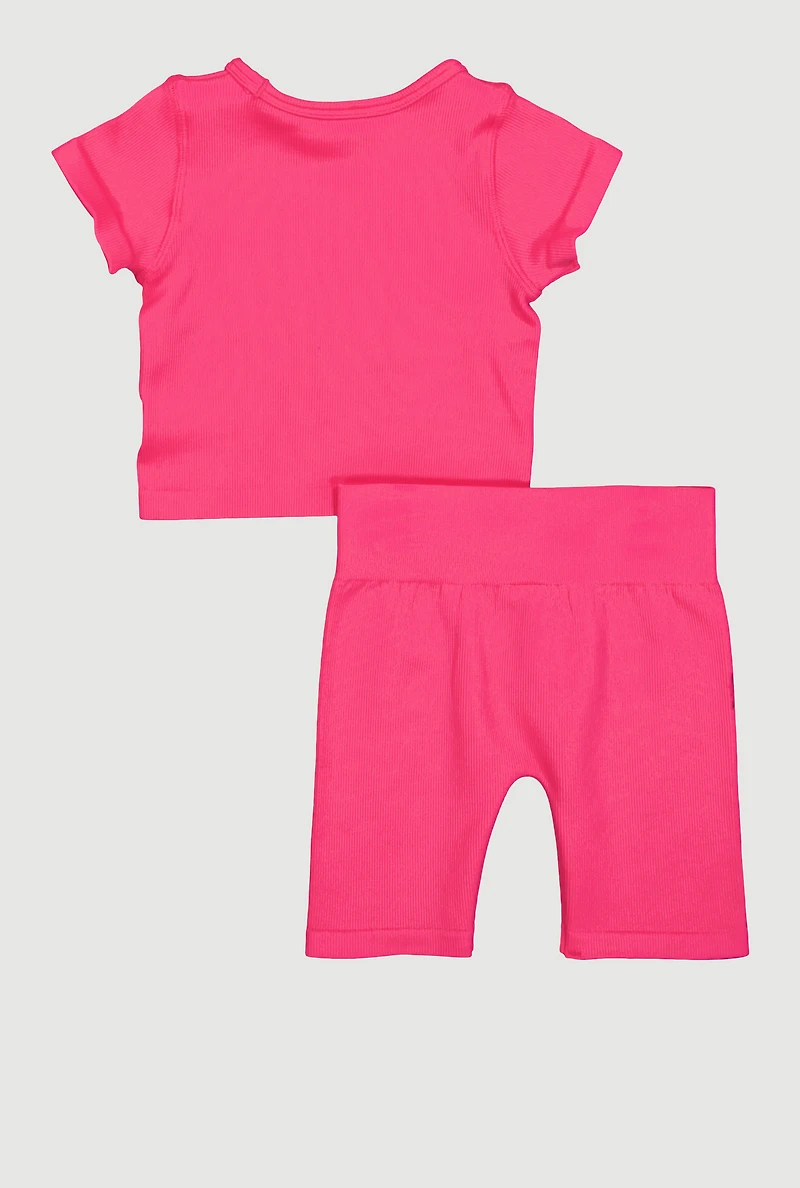 Toddler Girls Seamless Tee and Bike Shorts Set