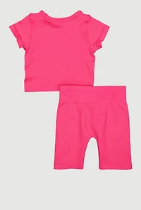 Toddler Girls Seamless Tee and Bike Shorts Set