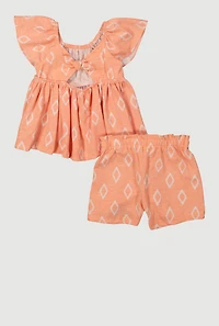 Toddler Girls Tie Back Peplum Tee and Shorts