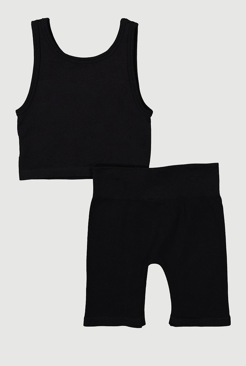 Toddler Girls Seamless Tank Top and Bike Shorts Set