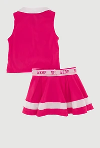 Toddler Girls Contrast Trim Sleeveless Polo Top and Skort