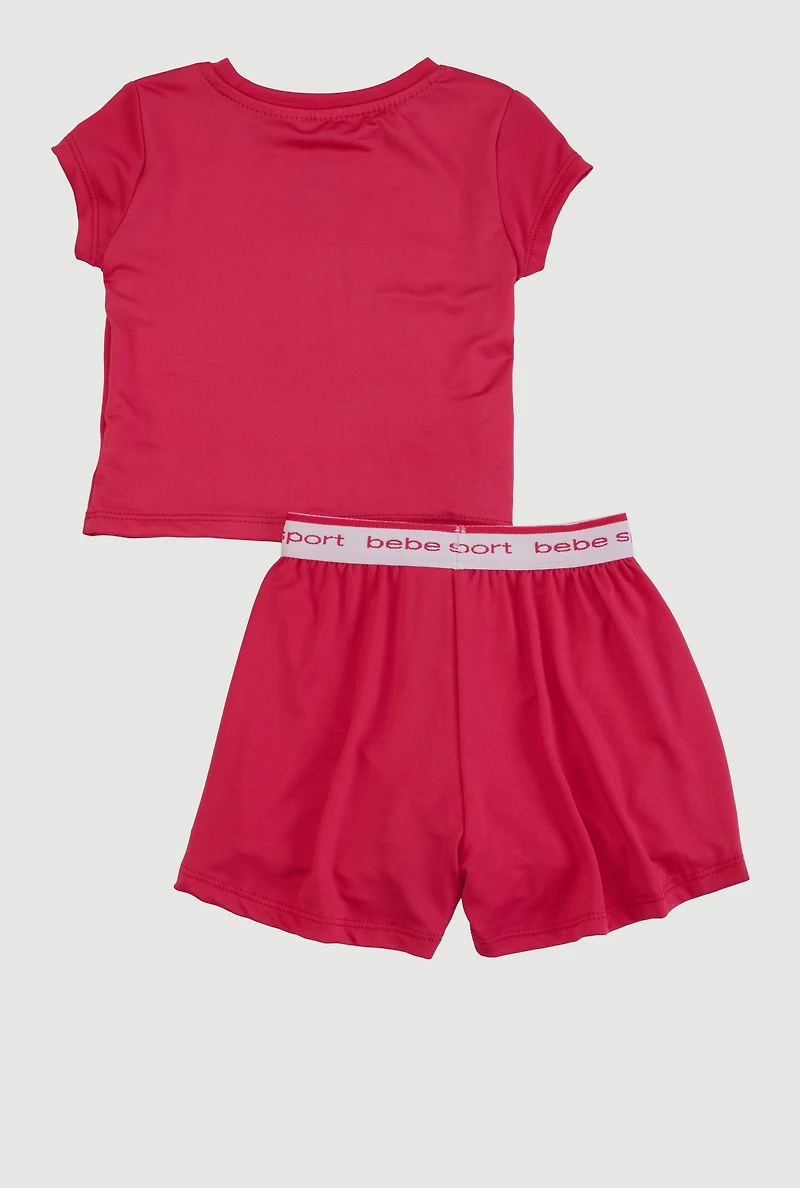 Toddler Girls Graphic Top and Shorts with Visor