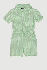 Toddlers Girls Gauze Knit Striped Romper,