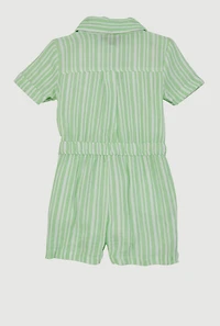 Toddlers Girls Gauze Knit Striped Romper,