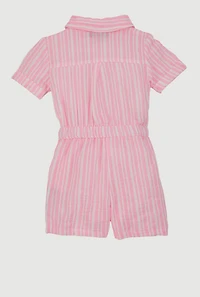 Toddlers Girls Gauze Knit Striped Romper, Pink, Size 2T