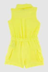 Toddler Girls Drawstring Waist Button Front Cargo Romper