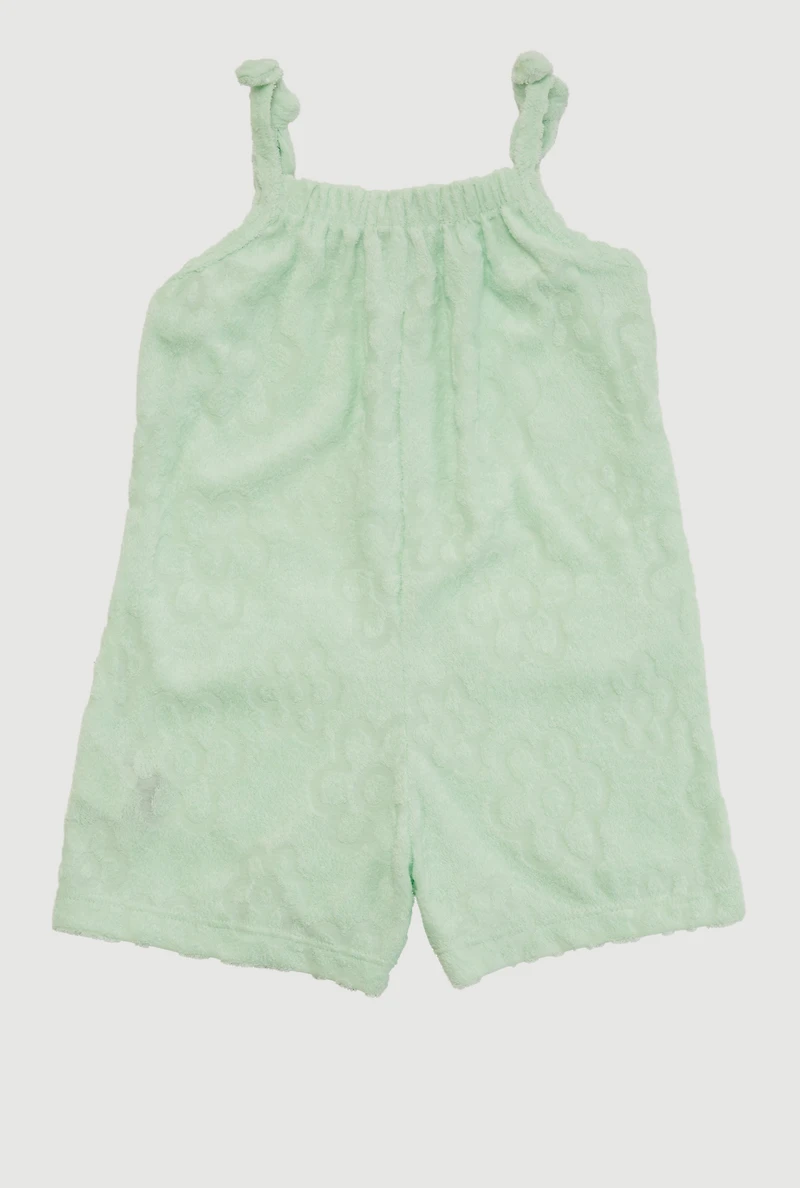 Toddler Girls Terry Cloth Floral Print Romper