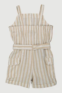Toddler Girls Lurex Striped Cargo Pocket Romper,