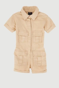 Toddler Girls Mineral Wash Utility Romper,