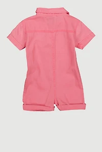 Toddler Girls Mineral Wash Utility Romper, Pink, Size 2T