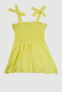 Toddler Girls Airy Smocked Skater Dress, Yellow, Size 4T
