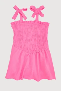 Toddler Girls Airy Bow Strap Smocked Skater Dress,