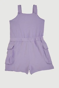 Toddler Girls Airy Button Front Utility Romper, Purple, Size 2T