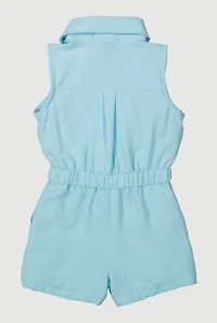 Toddler Girls Airy Elastic Waist Romper, Blue, Size 2T